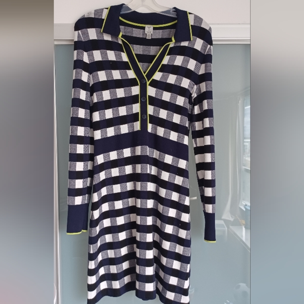 Tristan Navy and White Checkered Mini Dress